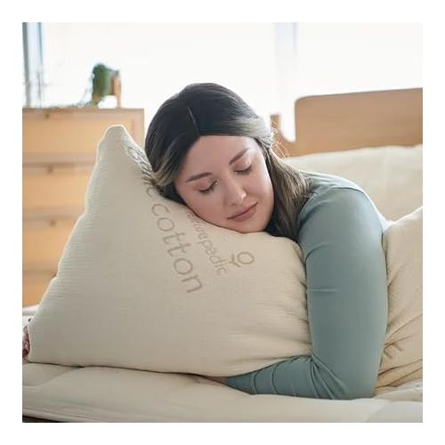  Naturepedic 2-in-1 Organic Latex Pillow - Standard Bed Pillow with Quilted & Stretchy Sides - Luxury Pillow with Adjustable Fill for Comfortable Sleeping, Back Support and Neck Pain Relief