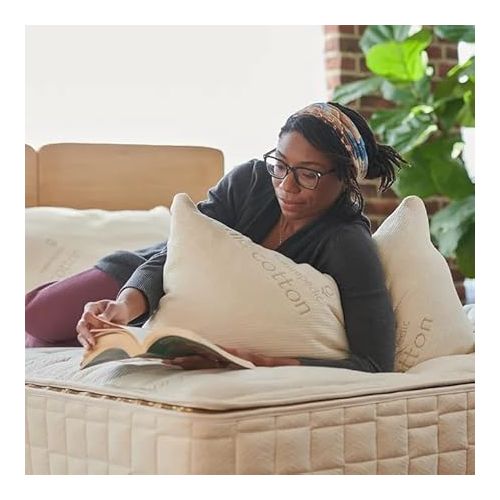  Naturepedic 2-in-1 Organic Latex Pillow - Standard Bed Pillow with Quilted & Stretchy Sides - Luxury Pillow with Adjustable Fill for Comfortable Sleeping, Back Support and Neck Pain Relief