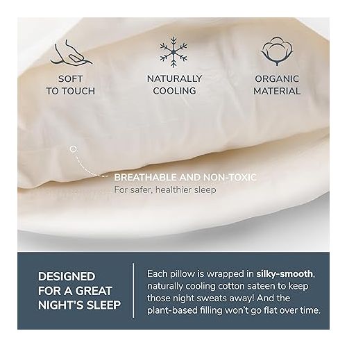  Naturepedic Full Body Pillow for Adults with Cover - Long Pillow for Bed - Huggable Pillow with No Memory Foam for Body Relief - Large Pillow for Side Sleepers