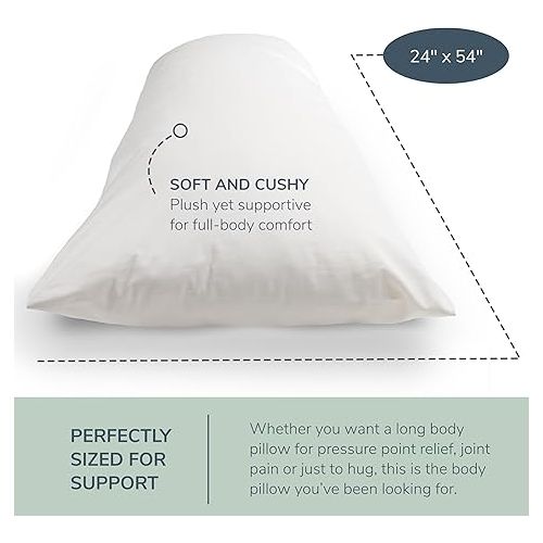  Naturepedic Full Body Pillow for Adults with Cover - Long Pillow for Bed - Huggable Pillow with No Memory Foam for Body Relief - Large Pillow for Side Sleepers