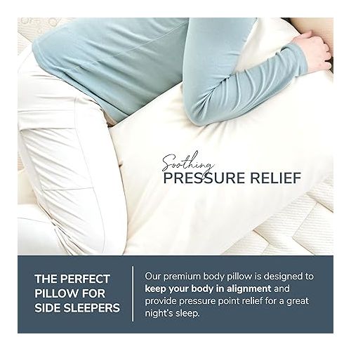  Naturepedic Full Body Pillow for Adults with Cover - Long Pillow for Bed - Huggable Pillow with No Memory Foam for Body Relief - Large Pillow for Side Sleepers