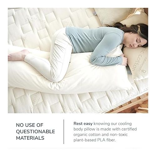  Naturepedic Full Body Pillow for Adults with Cover - Long Pillow for Bed - Huggable Pillow with No Memory Foam for Body Relief - Large Pillow for Side Sleepers