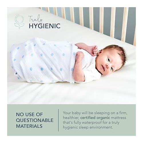  Naturepedic Organic Baby Crib Mattress - 2-Stage Lightweight Infant & Toddler Mattress - Waterproof Baby Bed Mattress for Crib - Non-Toxic Mattress for Baby and Toddler Bed - 52