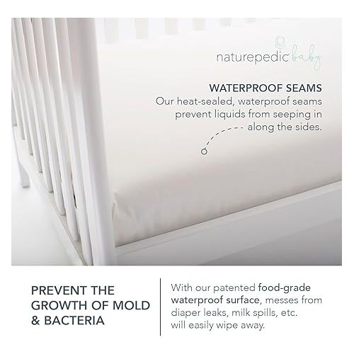  Naturepedic Organic Baby Crib Mattress - 2-Stage Lightweight Infant & Toddler Mattress - Waterproof Baby Bed Mattress for Crib - Non-Toxic Mattress for Baby and Toddler Bed - 52