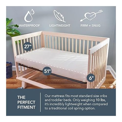  Naturepedic Organic Baby Crib Mattress - 2-Stage Lightweight Infant & Toddler Mattress - Waterproof Baby Bed Mattress for Crib - Non-Toxic Mattress for Baby and Toddler Bed - 52