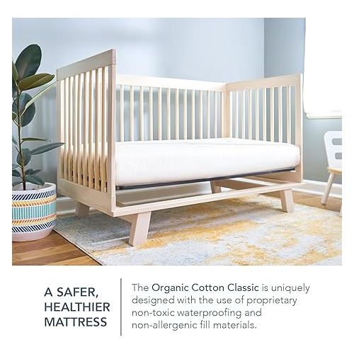  Naturepedic Organic Baby Crib Mattress - 2-Stage Lightweight Infant & Toddler Mattress - Waterproof Baby Bed Mattress for Crib - Non-Toxic Mattress for Baby and Toddler Bed - 52
