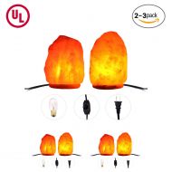 Natures Artifacts, Himalayan Crystal Rock Salt Lamp, Cleanses Air and Improves Mood (6-7, 7-8 & 10-11 Sizes), UL Certified dimmer Cord (7-8 Pack of 2-3)