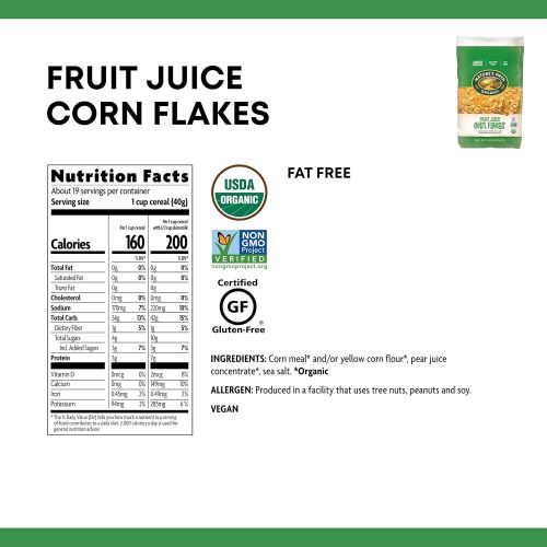  Natures Path Nature’s Path Fruit Juice Corn Flakes Cereal, Healthy, Organic, Gluten-Free, 26.4 Ounce Bag (Pack of 6)