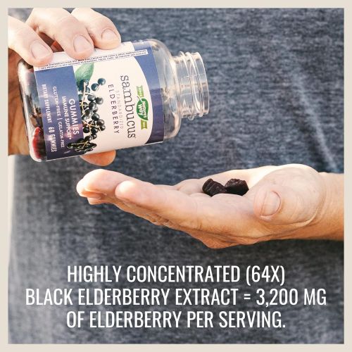  [무료배송]Natures Way Sambucus Black Elderberry Gummies with Vitamin C and Zinc, 60 Gummies