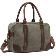 Naughtybags Travel Duffels Bag Unisex Canvas Vintage Leather Tote Luggage Shoulder Sports Handbag