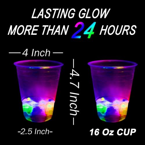  Naughtymeme Glowing Party Beverage Pong Game for Indoor Outdoor Party Event Fun, Pack with Flashing Color Bright Glow-in-The-Dark Colors for House Parties Birthdays Concerts Weddings BBQ Beach