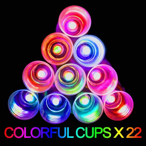  Naughtymeme Glowing Party Beverage Pong Game for Indoor Outdoor Party Event Fun, Pack with Flashing Color Bright Glow-in-The-Dark Colors for House Parties Birthdays Concerts Weddings BBQ Beach