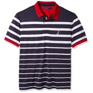 Nautica Mens Classic Fit Short Sleeve Striped Moisture Wicking Polo Shirt
