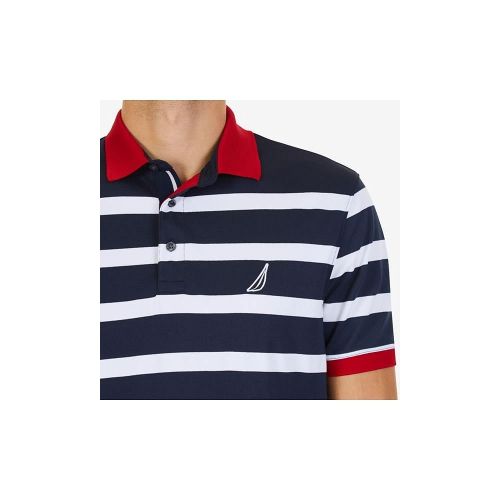  Nautica Mens Classic Fit Short Sleeve Striped Moisture Wicking Polo Shirt