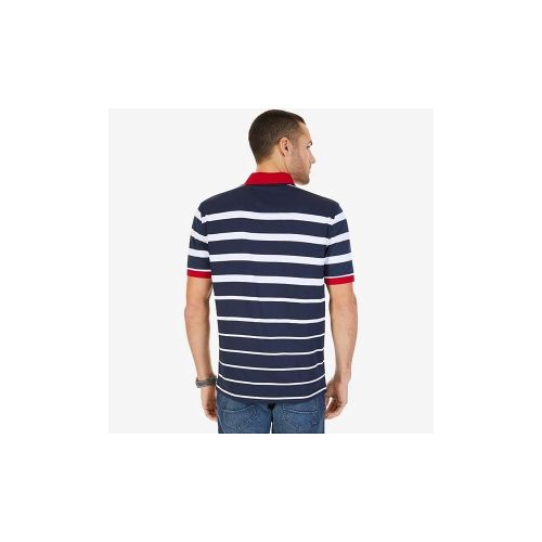  Nautica Mens Classic Fit Short Sleeve Striped Moisture Wicking Polo Shirt