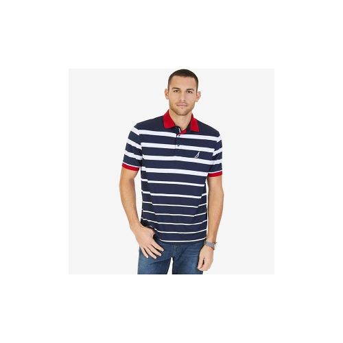  Nautica Mens Classic Fit Short Sleeve Striped Moisture Wicking Polo Shirt