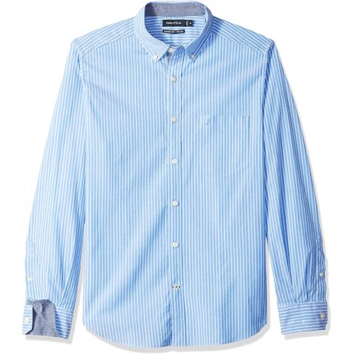  Nautica Mens Classic Fit Stretch Striped Long Sleeve Button Down Shirt