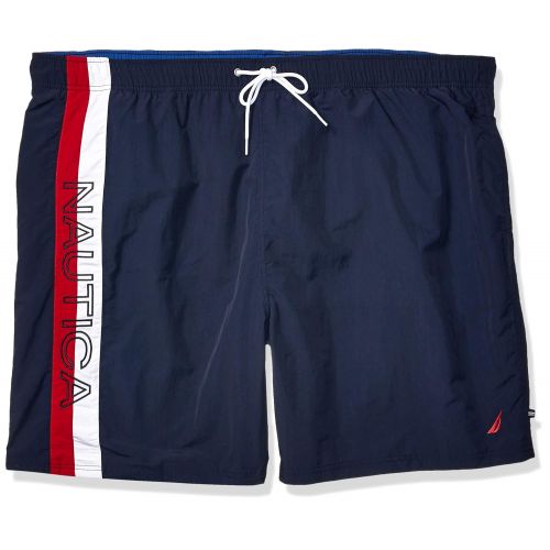  Nautica Mens Big and Tall Quick Dry Logo Color Block Nylon Swim Trunk