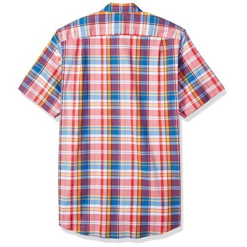  Nautica Big and Tall Short Sleeve Slim Fit Plaid Button Down Shirt