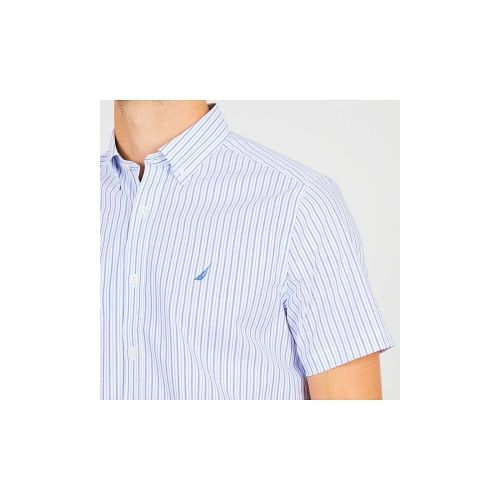  Nautica Mens Wrinkle Resistant Short Sleeve Stripe Button Down Shirt