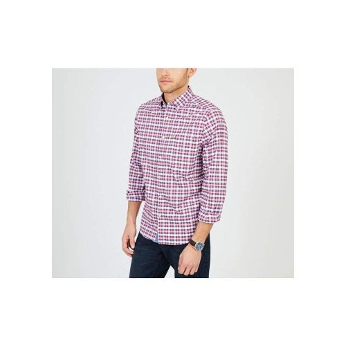  Nautica Mens Classic Fit Stretch Oxford Plaid Long SLV Button Down Shirt