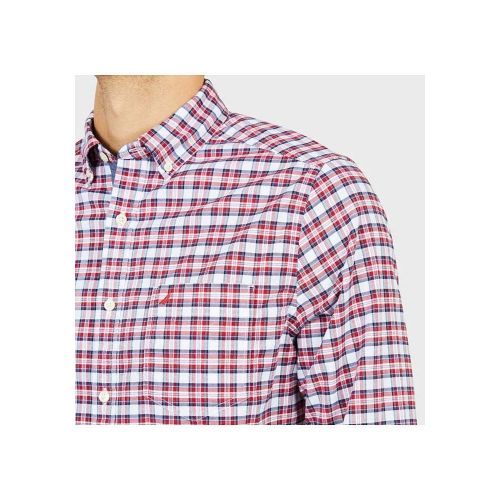  Nautica Mens Classic Fit Stretch Oxford Plaid Long SLV Button Down Shirt