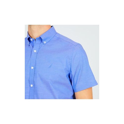  Nautica Mens Wrinkle Resistant Short Sleeve Solid Button Down Shirt