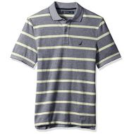 Nautica Mens Short Sleeve Cotton Pique Striped Oxford Polo Shirt