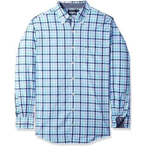  Nautica Mens Big and Tall Classic Fit Stretch Plaid Long Sleeve Button Down Shirt