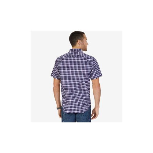  Nautica Mens Wrinkle Resistant Short Sleeve Plaid Button Down Shirt