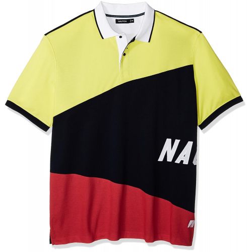  Nautica Mens Big and Tall Short Sleeve Slim Fit Fashion Print Polo Shirt