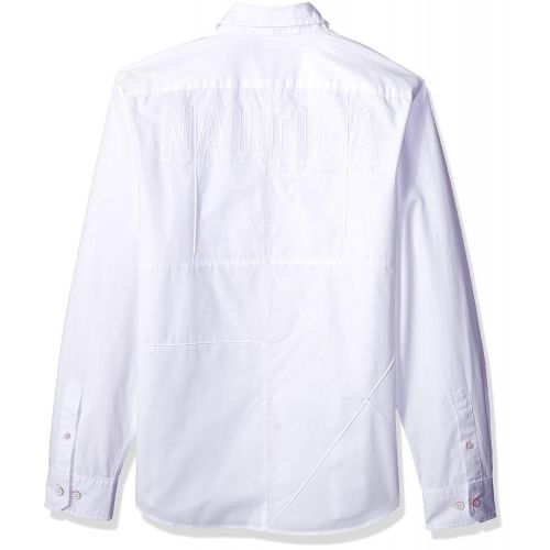  Nautica Mens Classic Fit Long Sleeve Heritage Logo Button Down Shirt