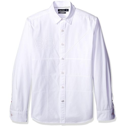  Nautica Mens Classic Fit Long Sleeve Heritage Logo Button Down Shirt