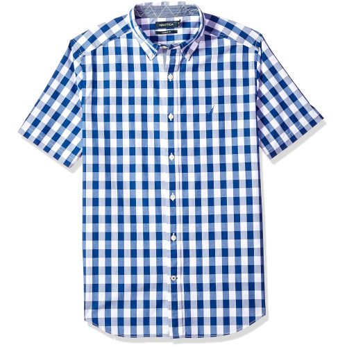  Nautica Mens Short Sleeve Plaid Button Down Shirt