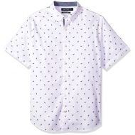 Nautica Mens Short Sleeve Slim Fit Signature Print Button Down Shirt