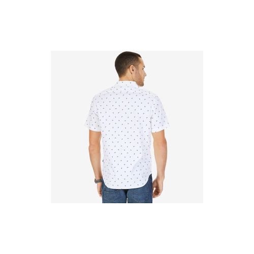  Nautica Mens Short Sleeve Slim Fit Signature Print Button Down Shirt