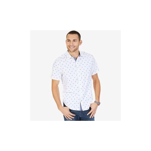  Nautica Mens Short Sleeve Slim Fit Signature Print Button Down Shirt