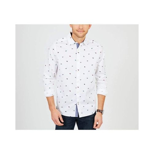  Nautica Mens Classic Fit Stretch Oxford Print Long SLV Button Down Shirt