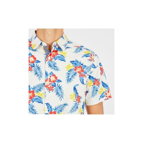  Nautica Mens Short Sleeve Signature Print Button Down Shirt