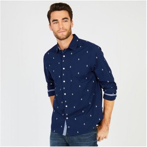  Nautica Classic Fit Long Sleeve Print Pattern Button Down Shirt