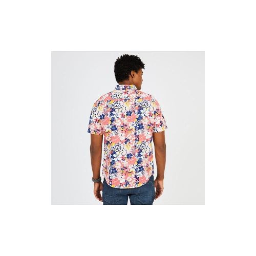  Nautica Short Sleeve Classic Fit Print Linen Button Down Shirt