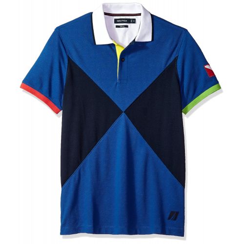  Nautica Mens Short Sleeve Slim Fit Fashion Print Polo Shirt