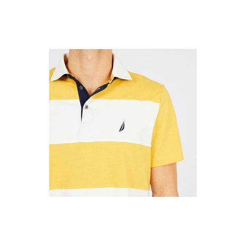  Nautica Mens Classic Fit Cotton Jersey Striped Polo Shirt, Mustard Field, Small