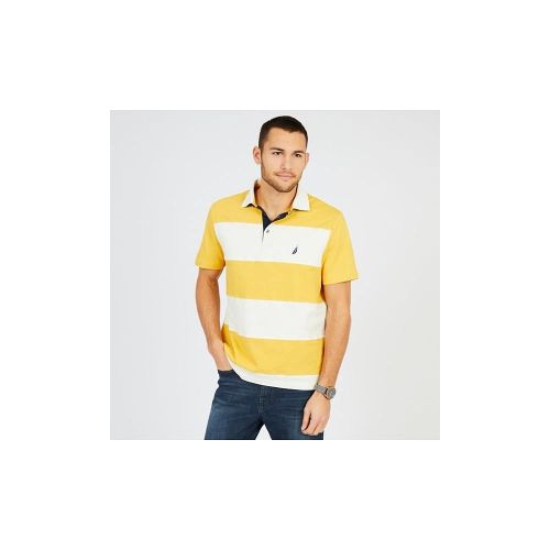  Nautica Mens Classic Fit Cotton Jersey Striped Polo Shirt, Mustard Field, Small