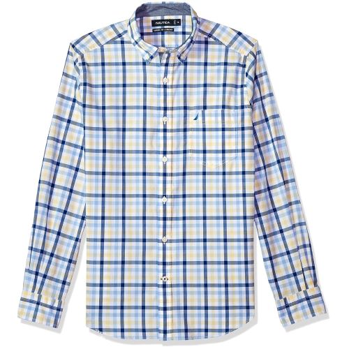  Nautica Classic Fit Stretch Plaid Long Sleeve Button Down Shirt