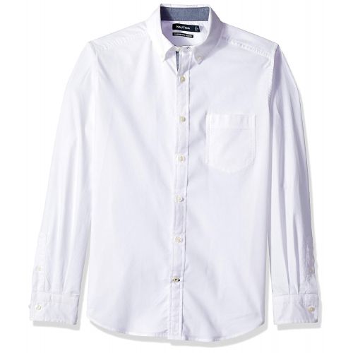  Nautica Mens Classic Fit Stretch Solid Long Sleeve Button Down Shirt