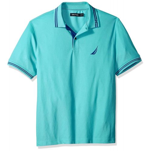  Nautica Mens Performance Wicking and Stain Resistant Solid Polo Shirt