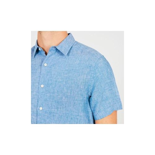  Nautica Mens Short Sleeve Classic Fit Solid Linen Button Down Shirt