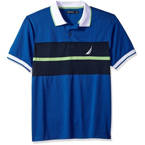  Nautica Mens Performance Wicking & Stain Resistant Colorblock Polo Shirt