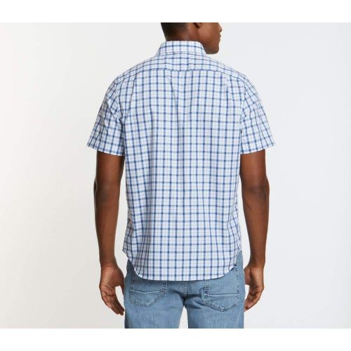  Nautica Mens Wrinkle Resistant Short Sleeve Plaid Button Front Shirt